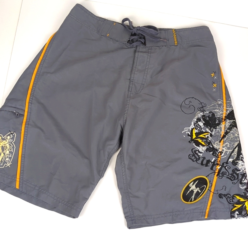 SURF STYLE Men's Gray Graphic Board Shorts